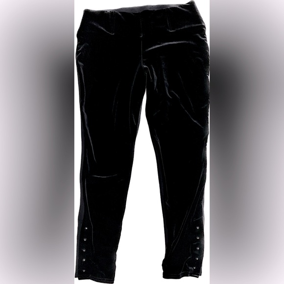 Peter Nygard Black Velvet Dress Leggings With Studs - Picture 1 of 7
